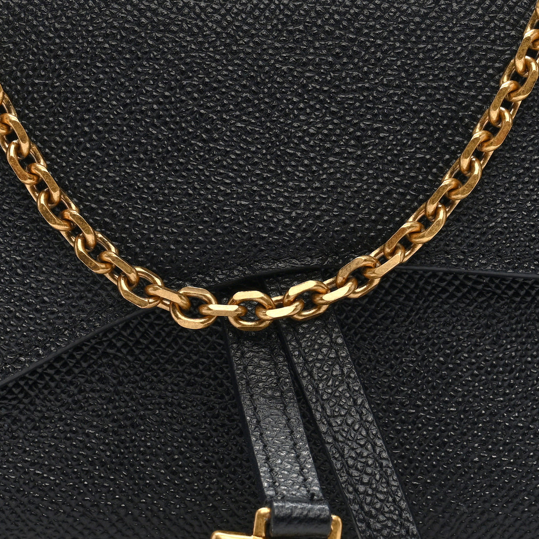 CHRISTIAN DIOR Grained Calfskin Saddle Wallet on Chain in Black - Image 8