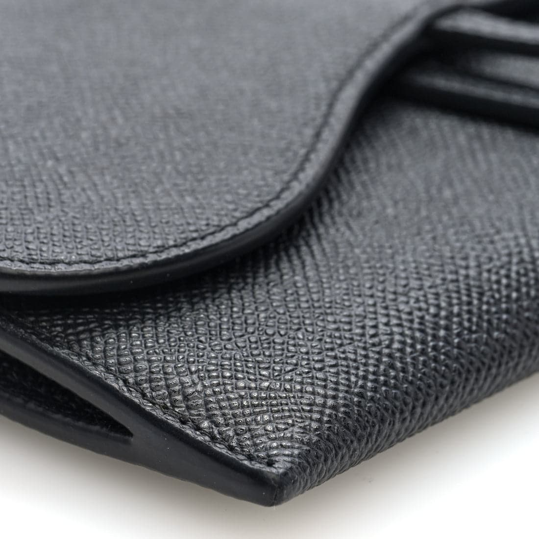 CHRISTIAN DIOR Grained Calfskin Saddle Wallet on Chain in Black - Image 9