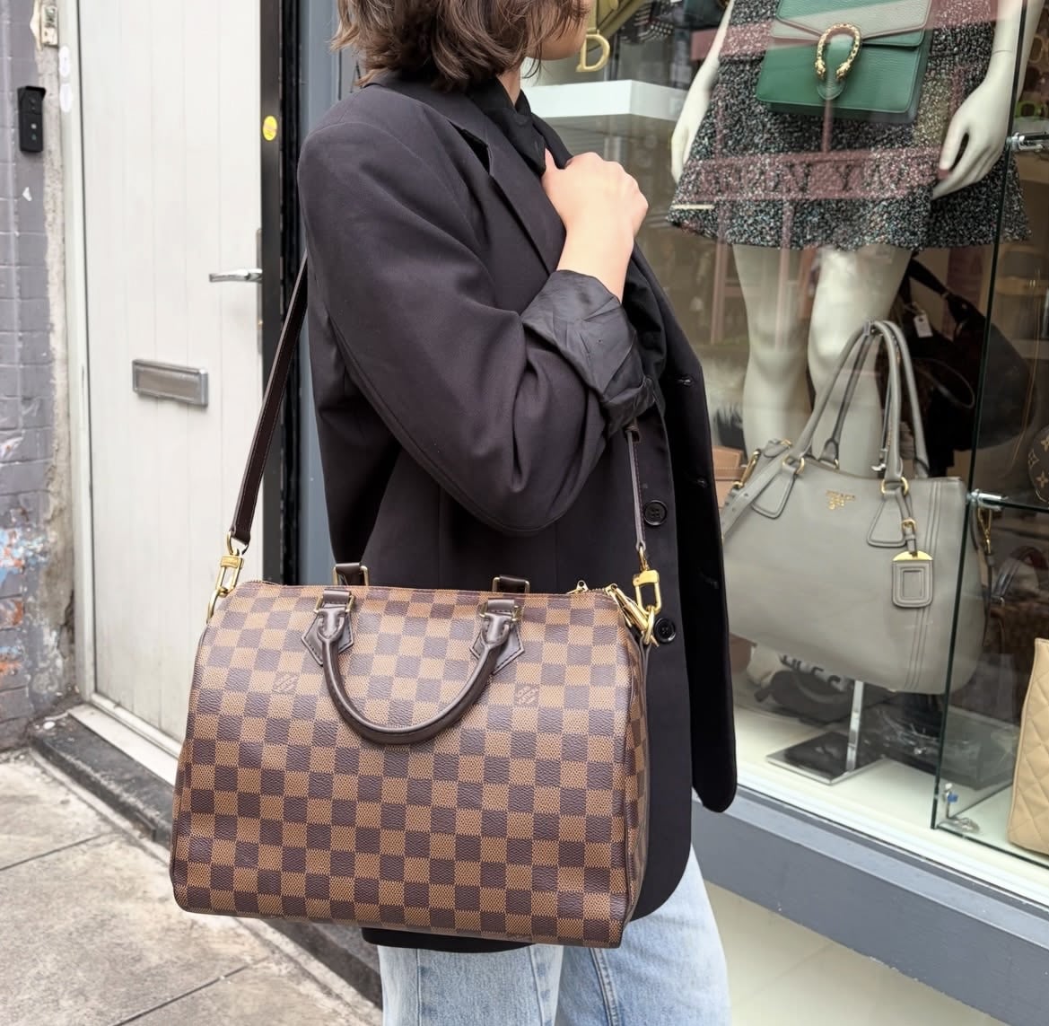 Louis Vuitton Damier Ebene Speedy 30 Bandouliere.