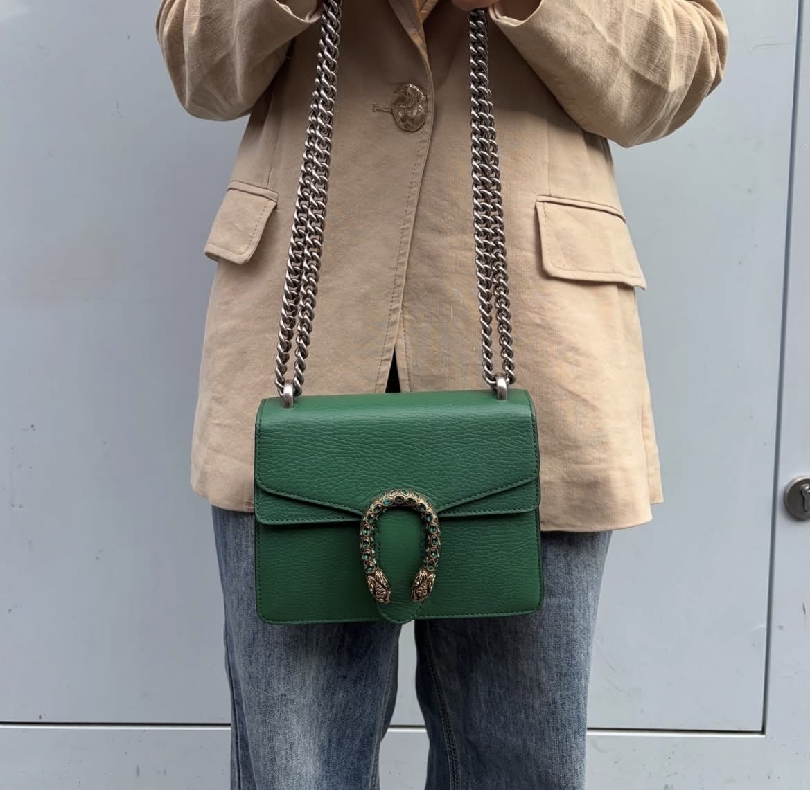 GUCCI Calfskin Mini Dionysus Shoulder Crossbody Bag in Emerald - Image 9