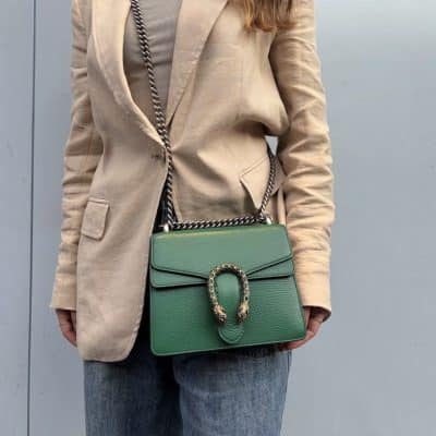 GUCCI Calfskin Mini Dionysus Shoulder Crossbody Bag in Emerald