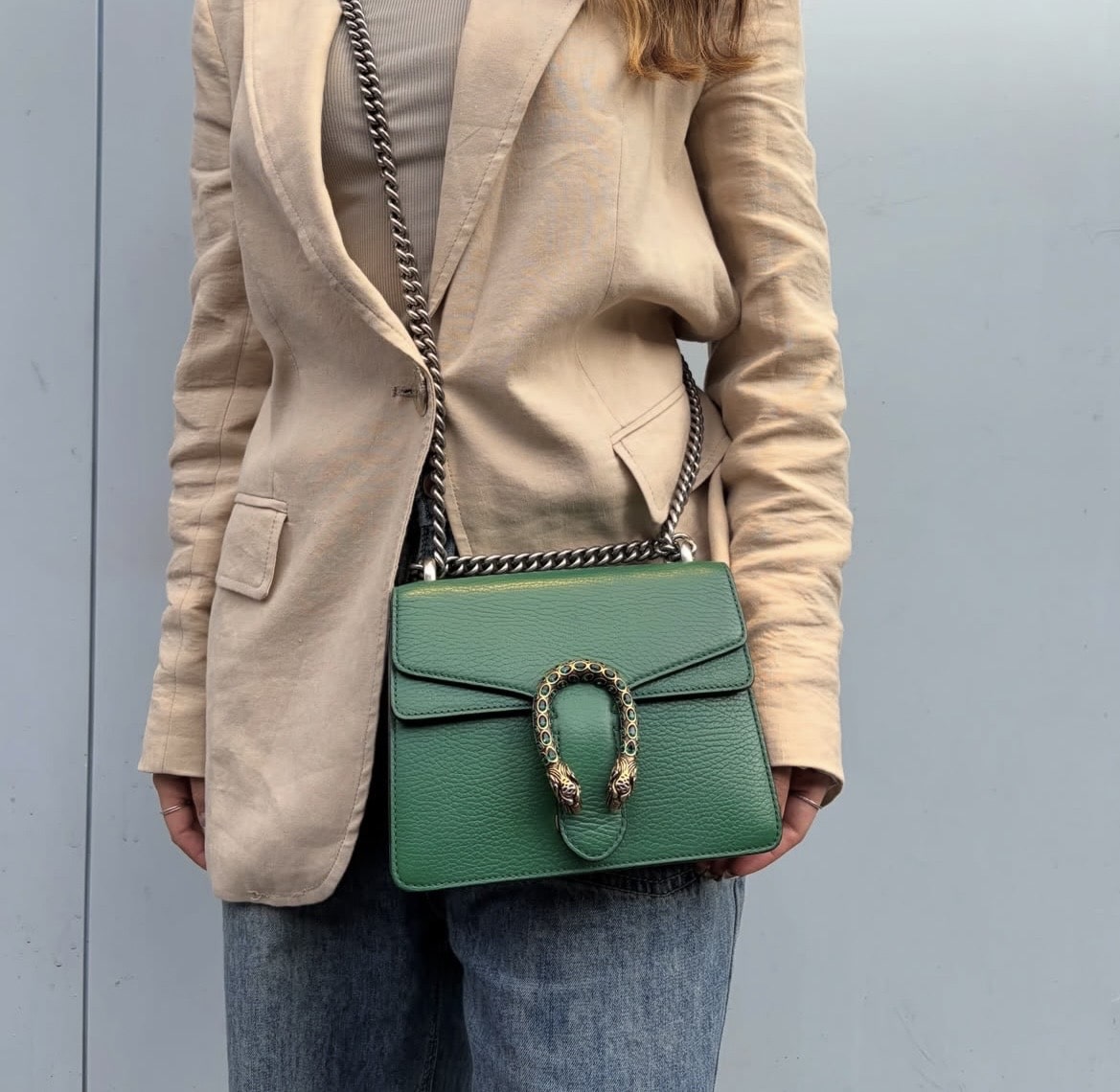 GUCCI Calfskin Mini Dionysus Shoulder Crossbody Bag in Emerald