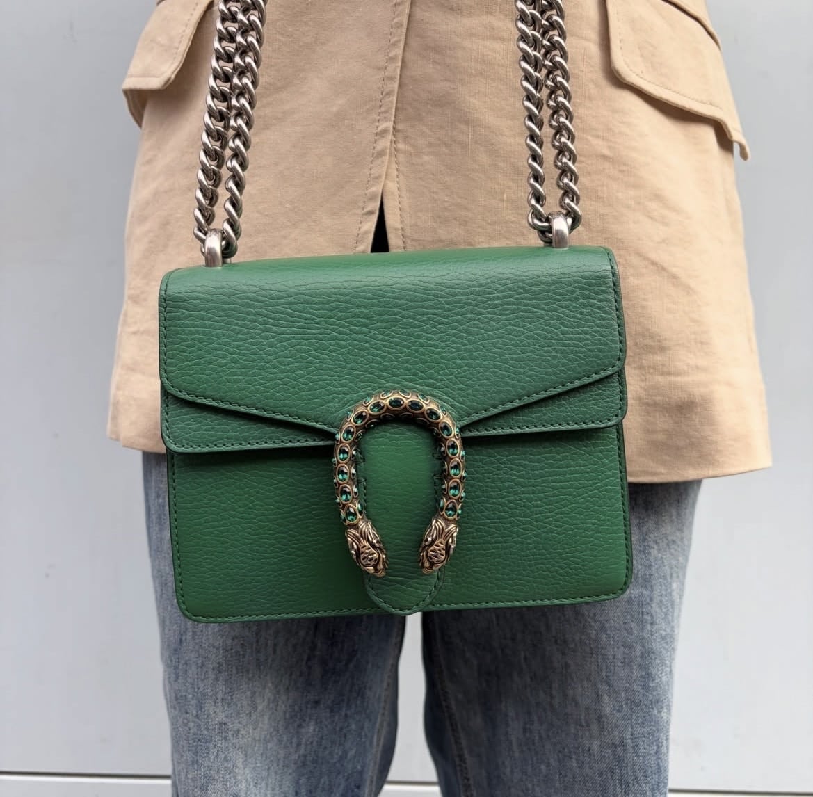 GUCCI Calfskin Mini Dionysus Shoulder Crossbody Bag in Emerald - Image 10