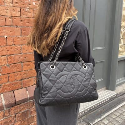 CHANEL Caviar Quilted Timeless CC Soft Tote Black.
