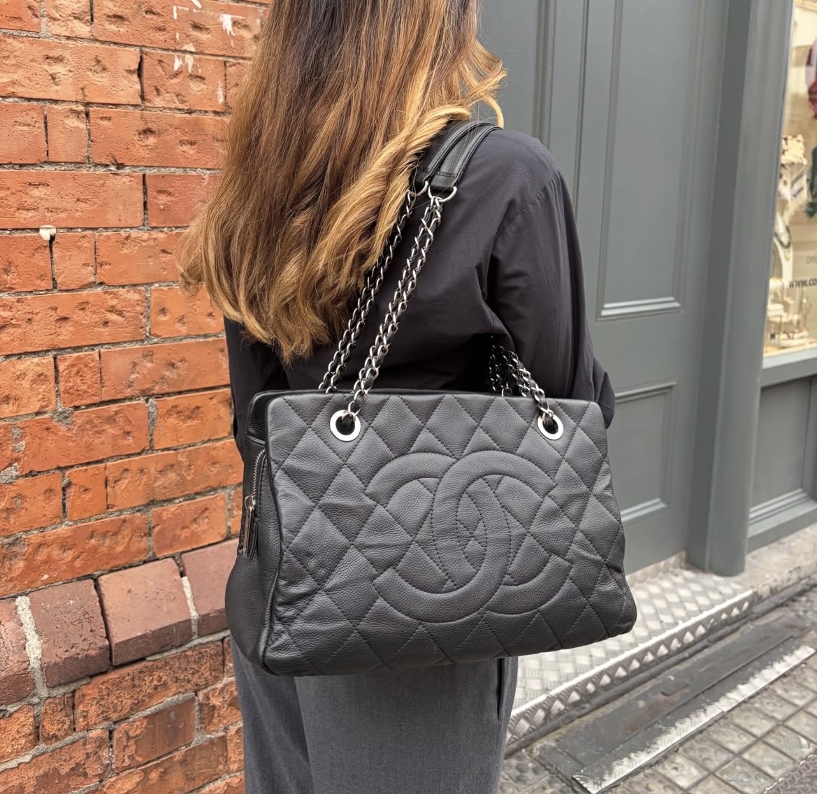 CHANEL Caviar Quilted Timeless CC Soft Tote Black.