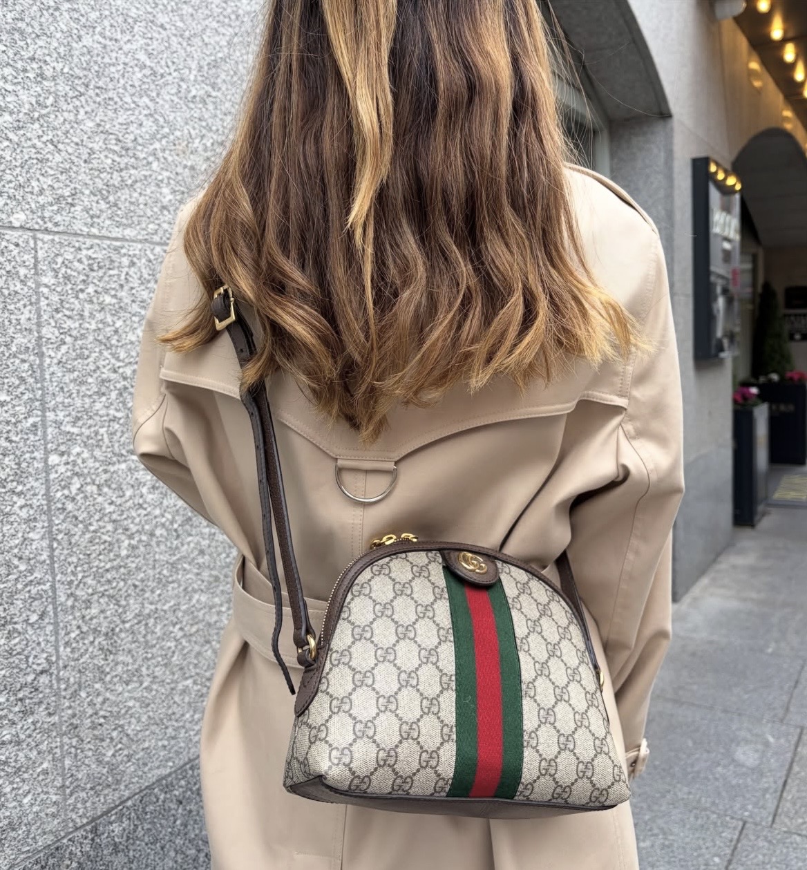 GUCCI GG Supreme Monogram Textured Dollar Calfskin Web Small Ophidia Dome Shoulder Bag Beige Ebony New Acero. - Image 10