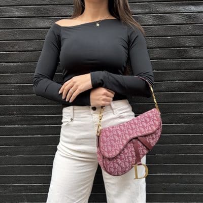 DIOR Vintage Monogram Saddle Bag Burgundy.