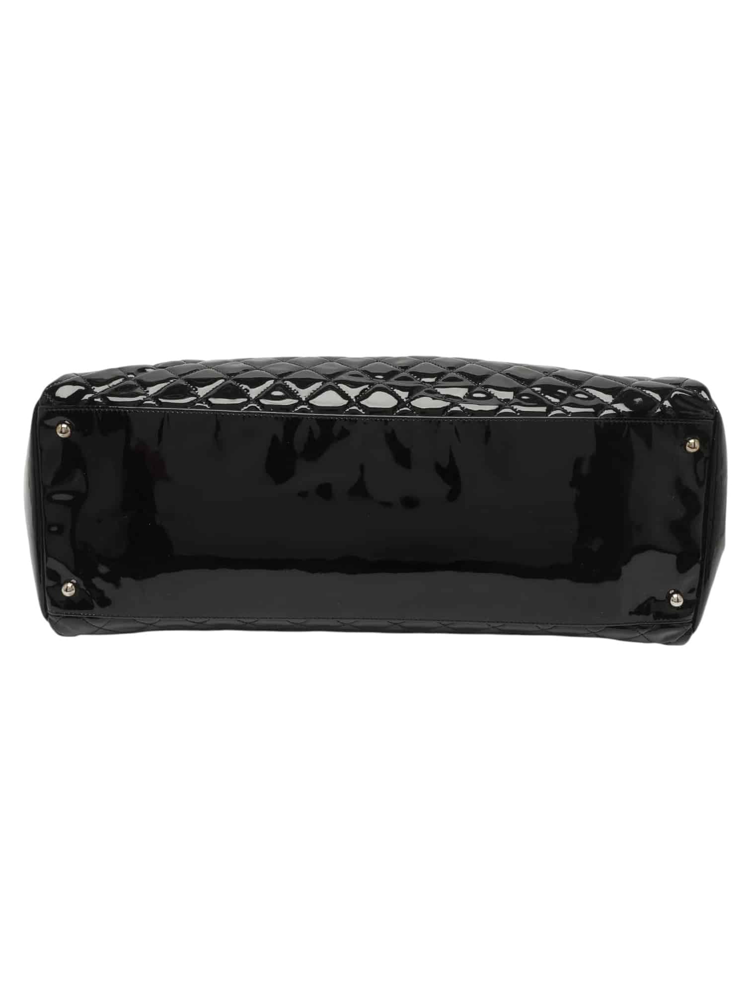 CHANEL Patent Quilted Just Mademoiselle Bowling Bag Black - Image 9