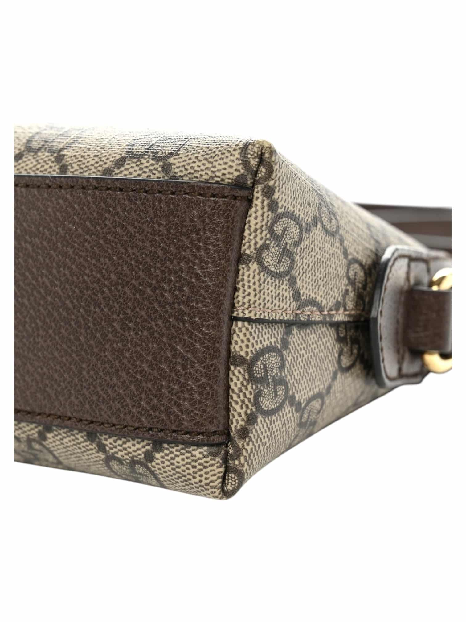 GUCCI GG Supreme Monogram Textured Dollar Calfskin Web Small Ophidia Dome Shoulder Bag Beige Ebony New Acero. - Image 4