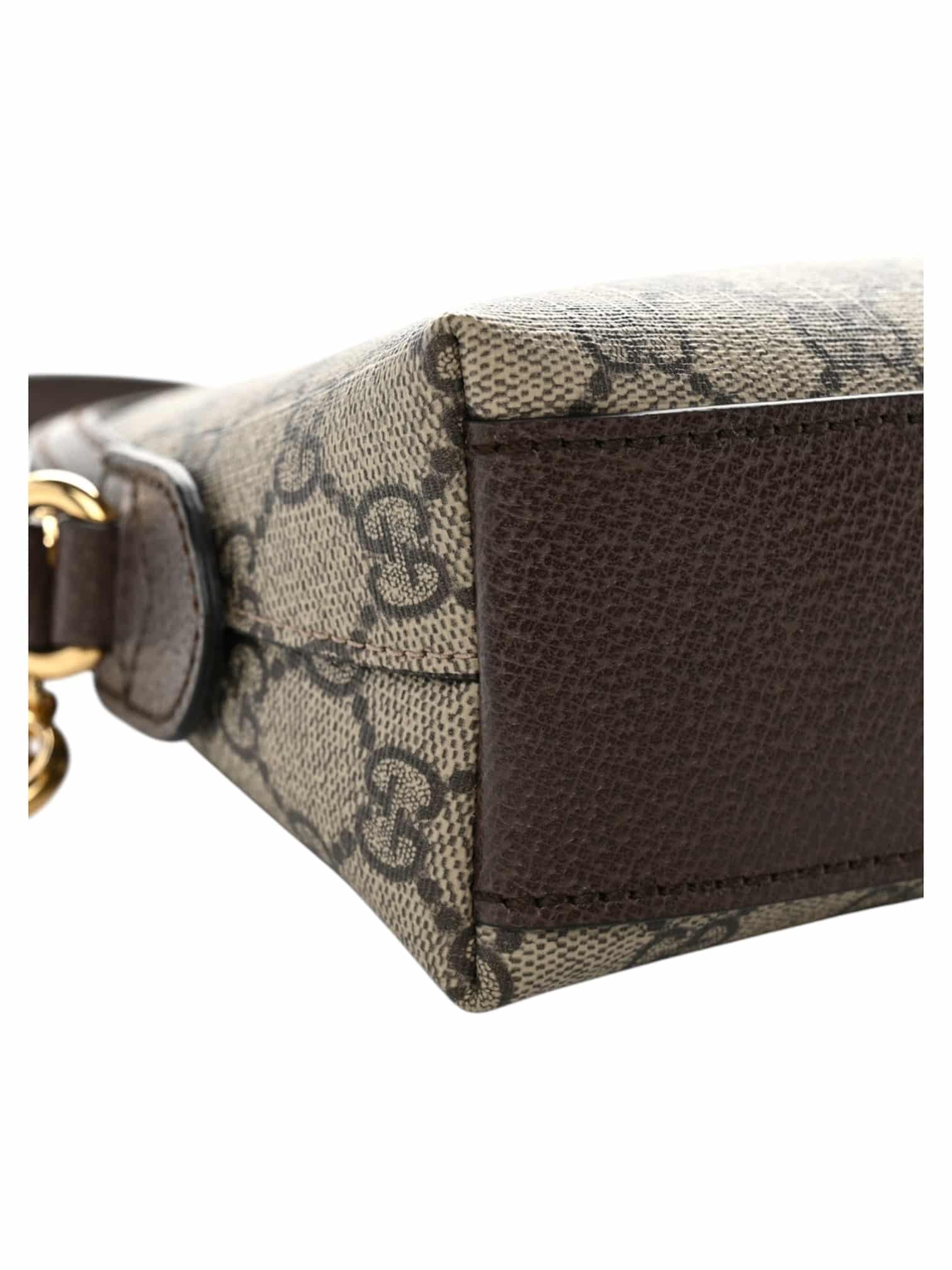 GUCCI GG Supreme Monogram Textured Dollar Calfskin Web Small Ophidia Dome Shoulder Bag Beige Ebony New Acero. - Image 5