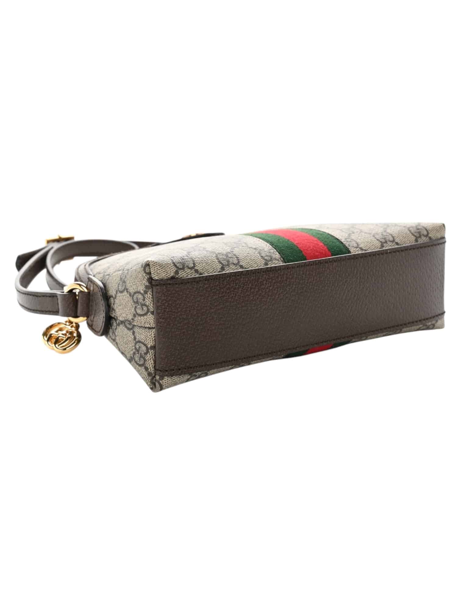 GUCCI GG Supreme Monogram Textured Dollar Calfskin Web Small Ophidia Dome Shoulder Bag Beige Ebony New Acero. - Image 6