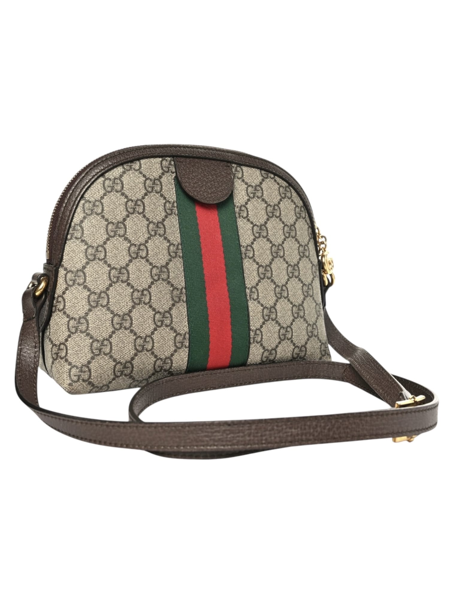 GUCCI GG Supreme Monogram Textured Dollar Calfskin Web Small Ophidia Dome Shoulder Bag Beige Ebony New Acero. - Image 7