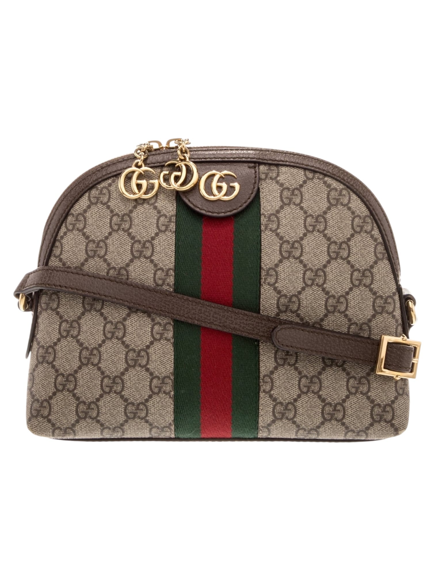 GUCCI GG Supreme Monogram Textured Dollar Calfskin Web Small Ophidia Dome Shoulder Bag Beige Ebony New Acero. - Image 8