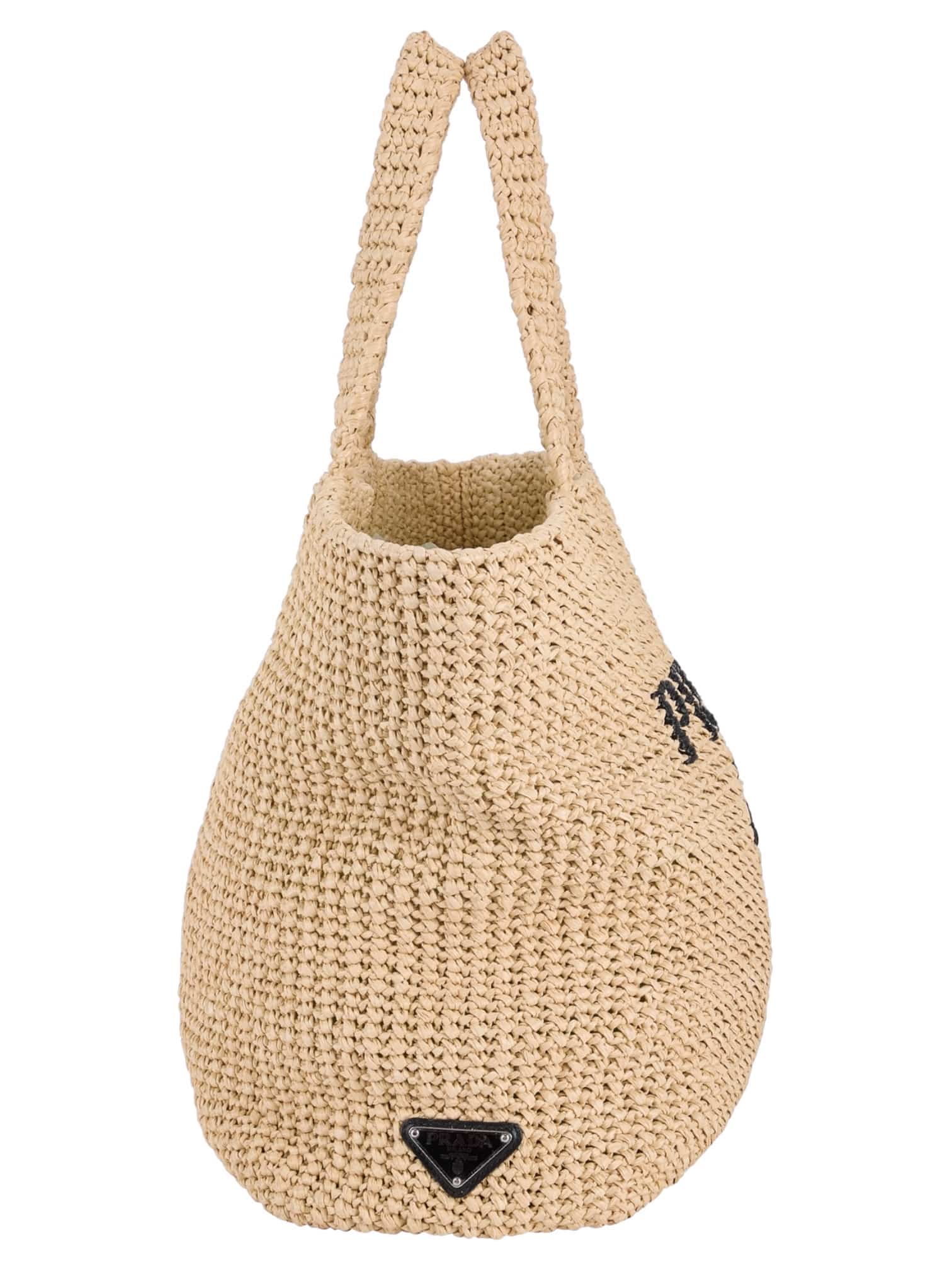 Prada Logo Raffia Tote Bag - Image 3