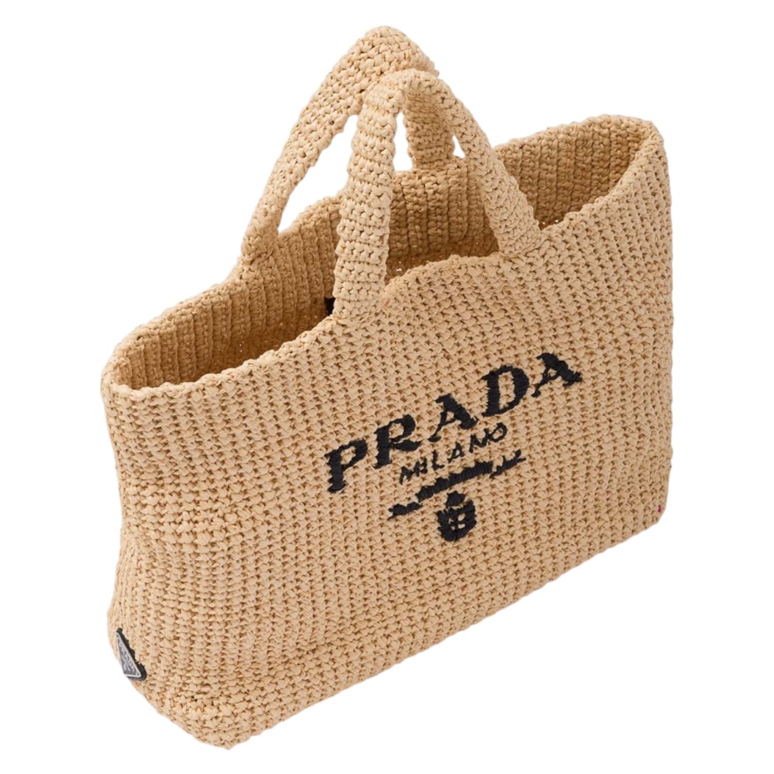 Prada Logo Raffia Tote Bag - Image 5