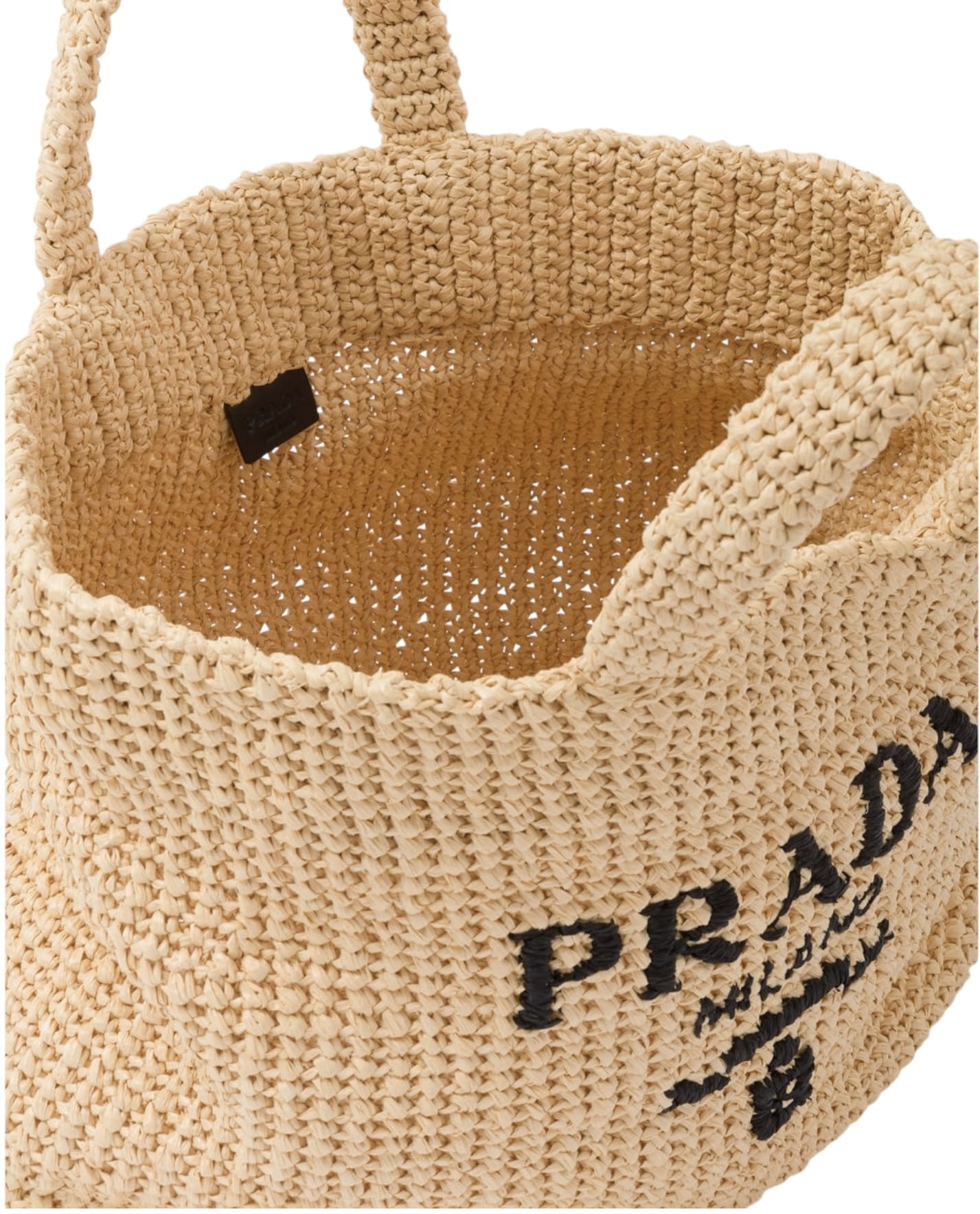 Prada Logo Raffia Tote Bag - Image 6