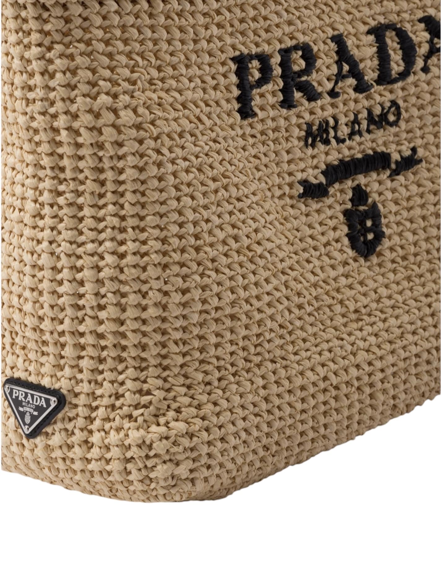 Prada Logo Raffia Tote Bag - Image 8