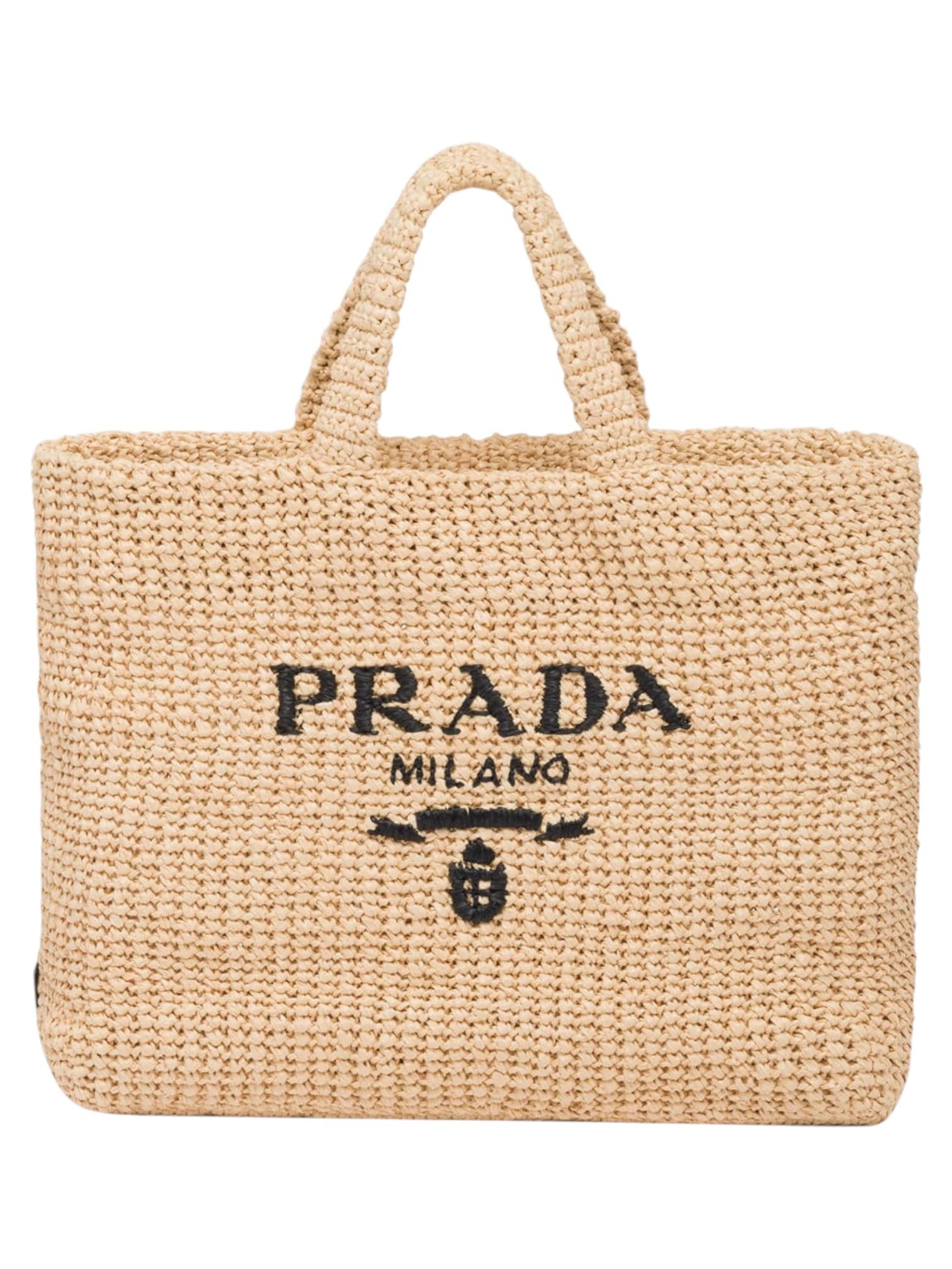 Prada Logo Raffia Tote Bag