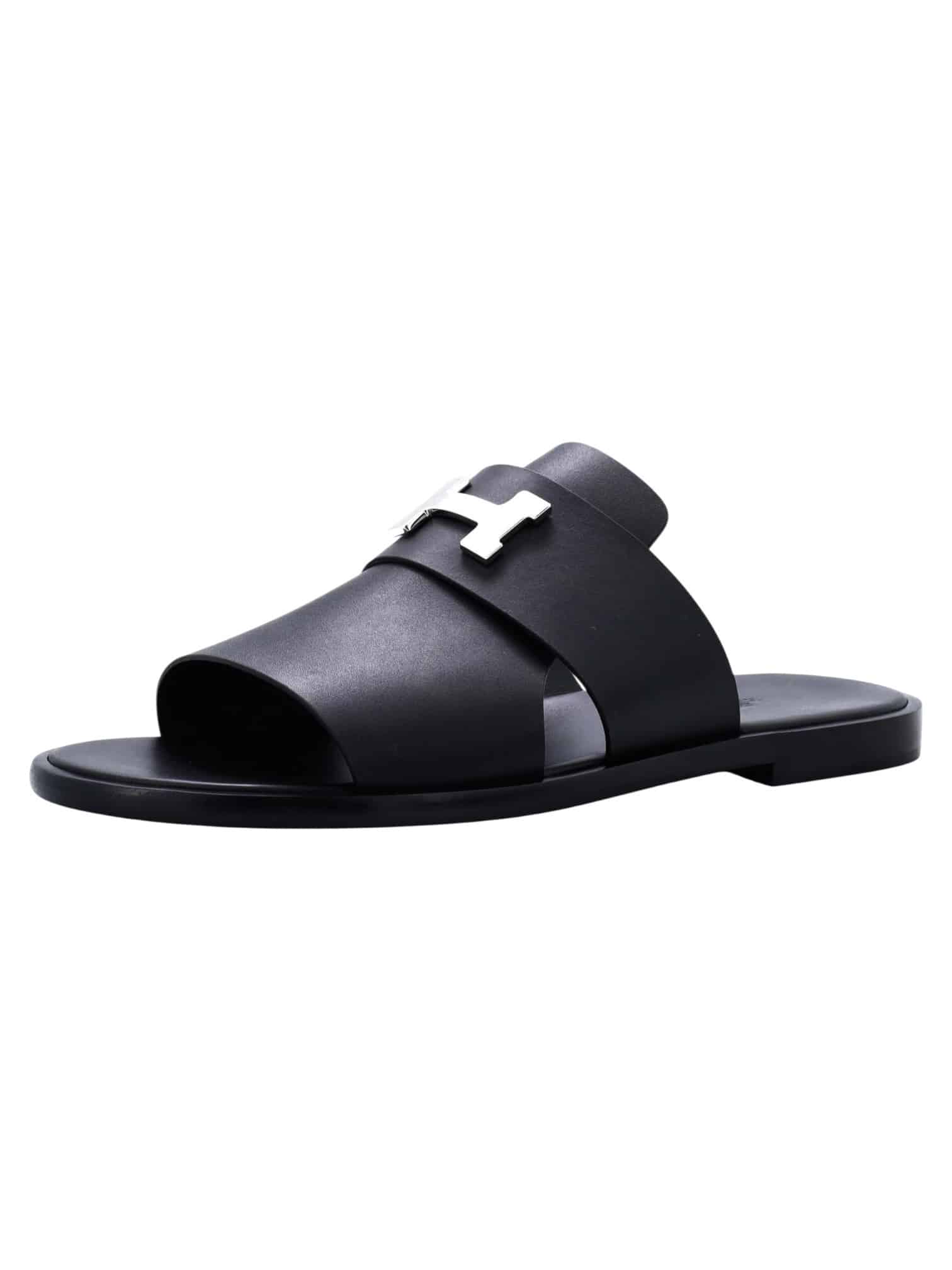 Hermes Arles Mule Sandals Leather in black. (Size 40) - Image 6
