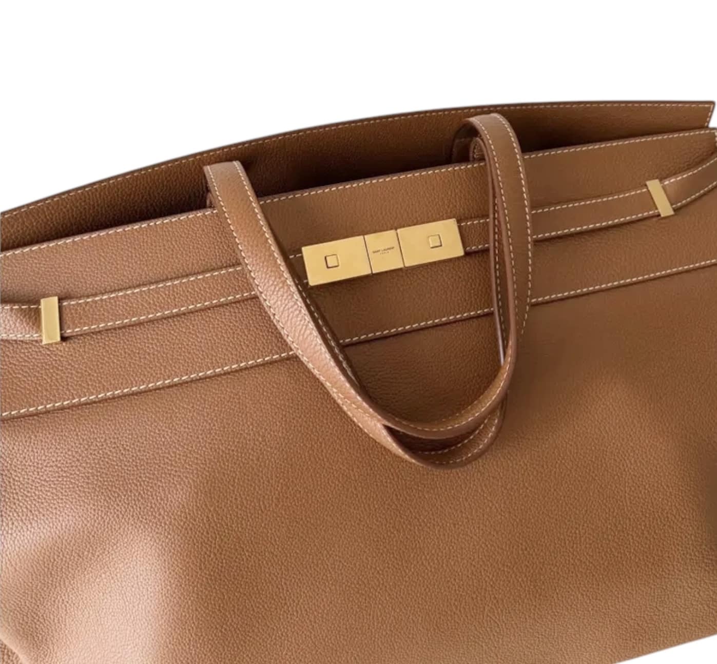 SAINT LAURENT Manhattan Large Leather Tote Bag in Tan Leather. - Image 2