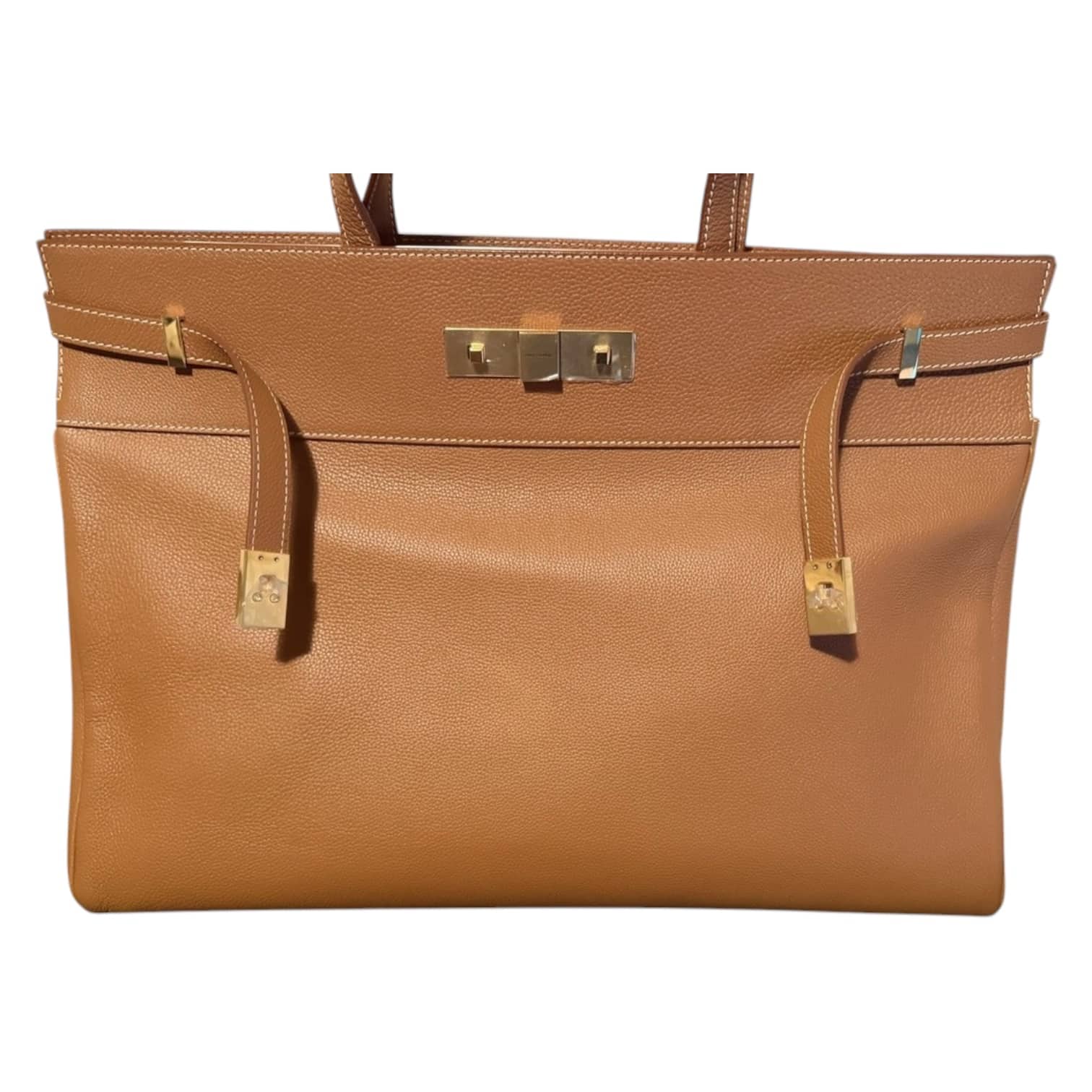 SAINT LAURENT Manhattan Large Leather Tote Bag in Tan Leather. - Image 5