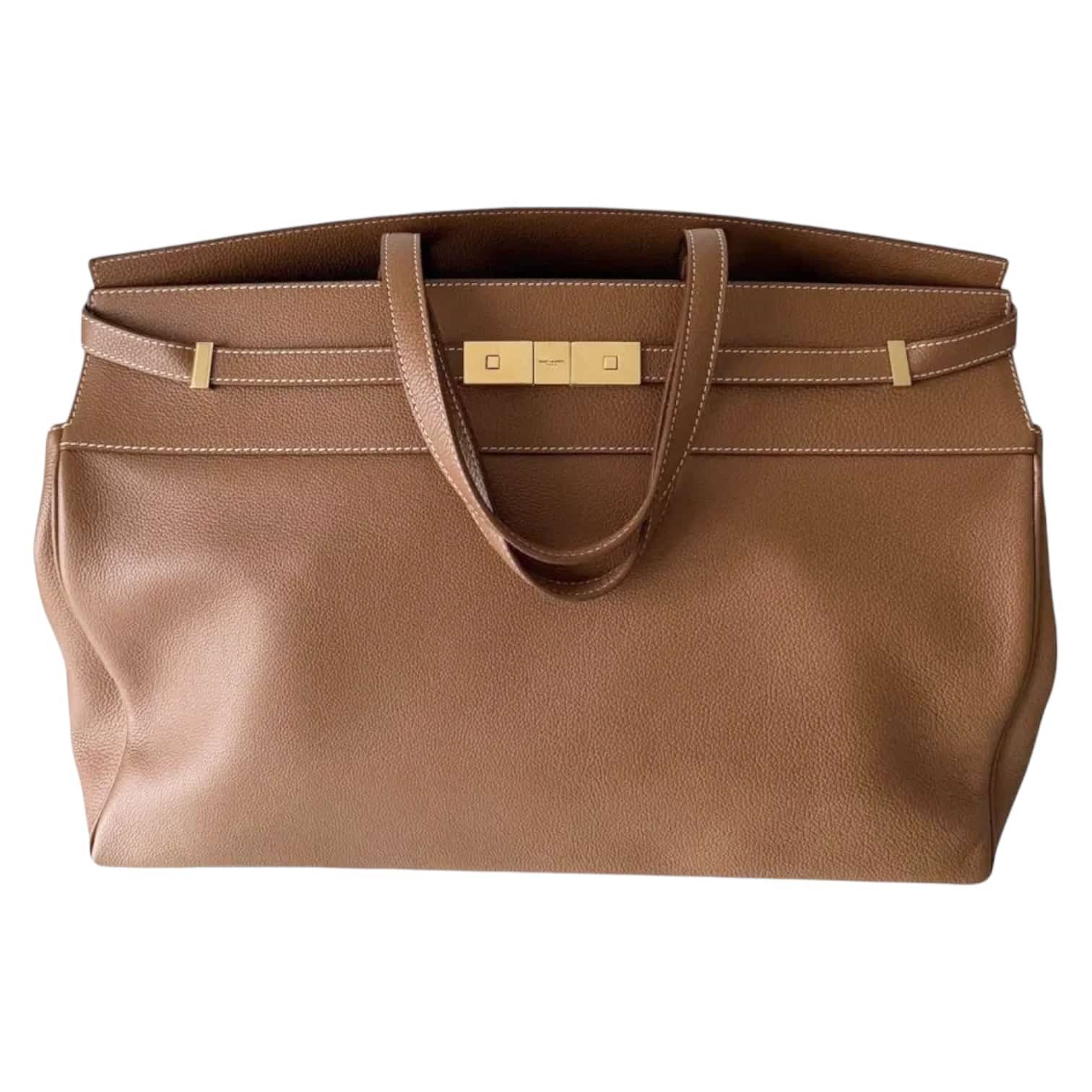 SAINT LAURENT Manhattan Large Leather Tote Bag in Tan Leather. - Image 9