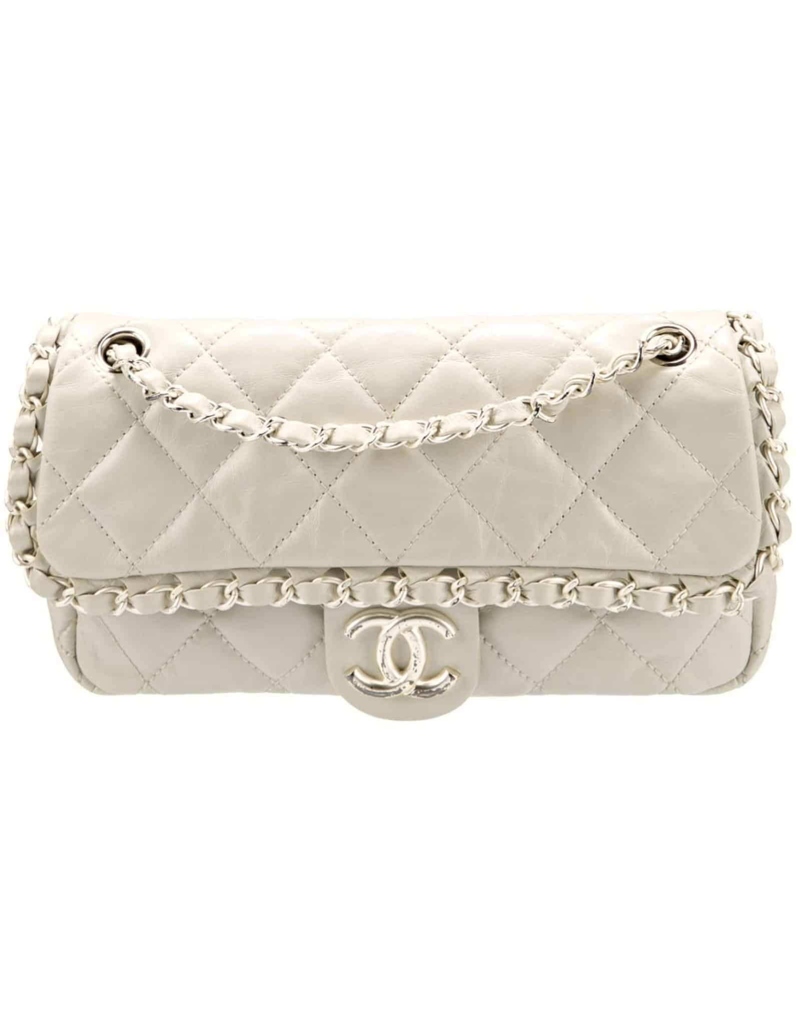CHANEL Calfskin Quilted small Chain Me Flap in Pearly Beige. - Image 8