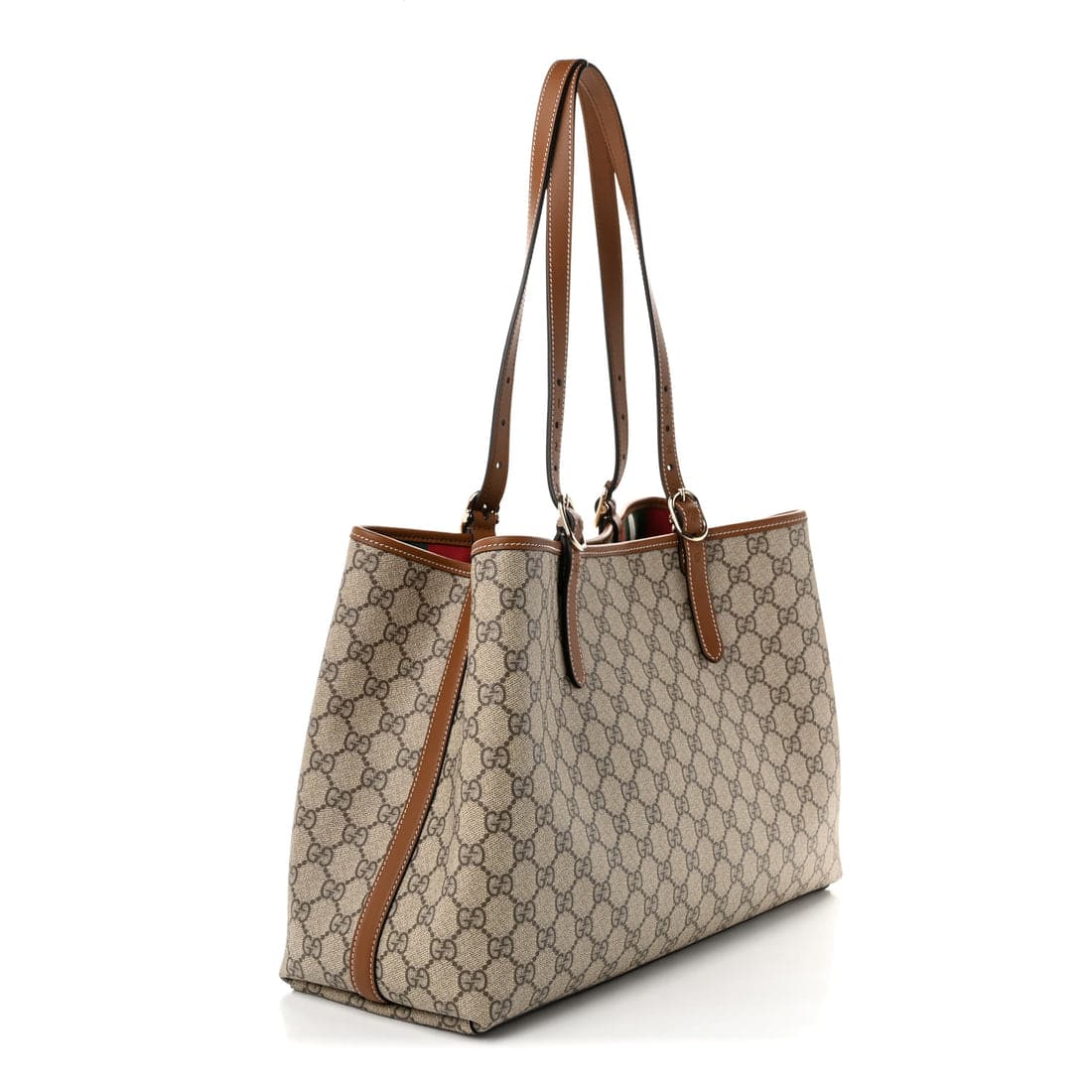 GUCCI GG Supreme Monogram Emblem Large Tote Bag Beige Dark Brown - Image 6