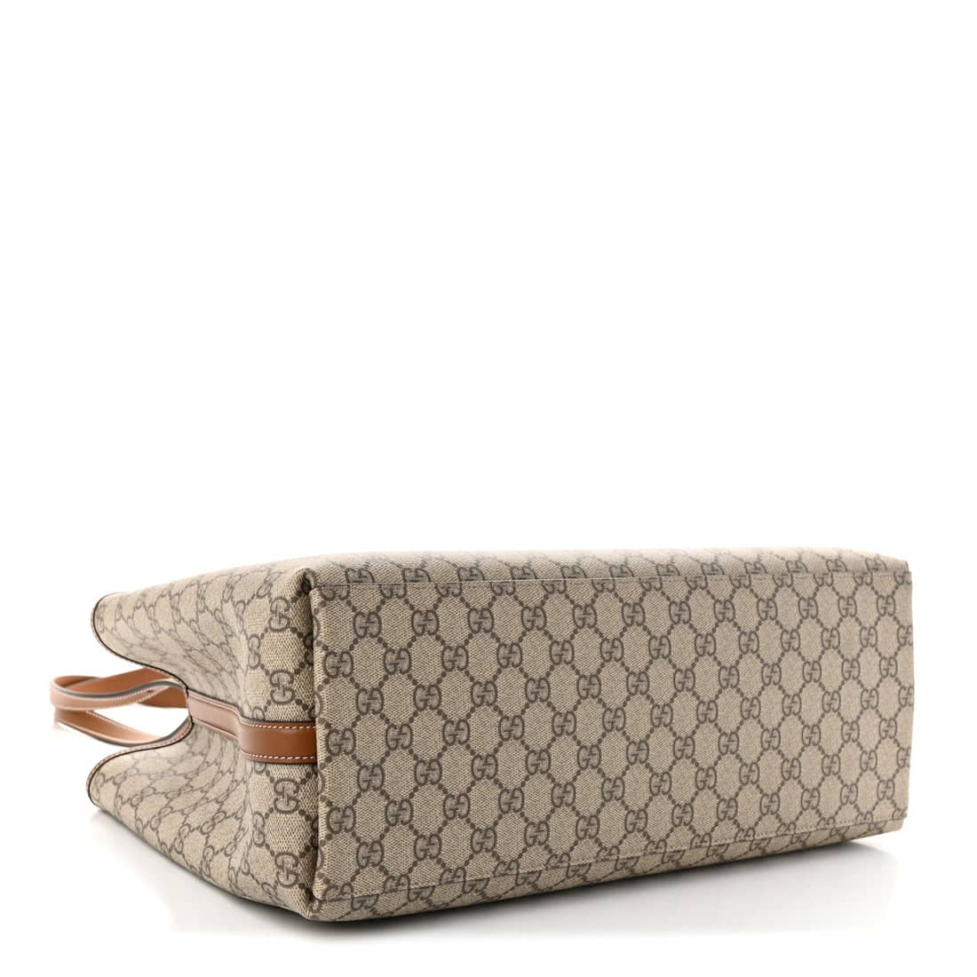 GUCCI GG Supreme Monogram Emblem Large Tote Bag Beige Dark Brown - Image 7