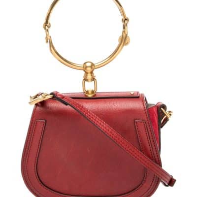 CHLOE Sienna Red Leather And Suede Small Nile Bracelet Bag
