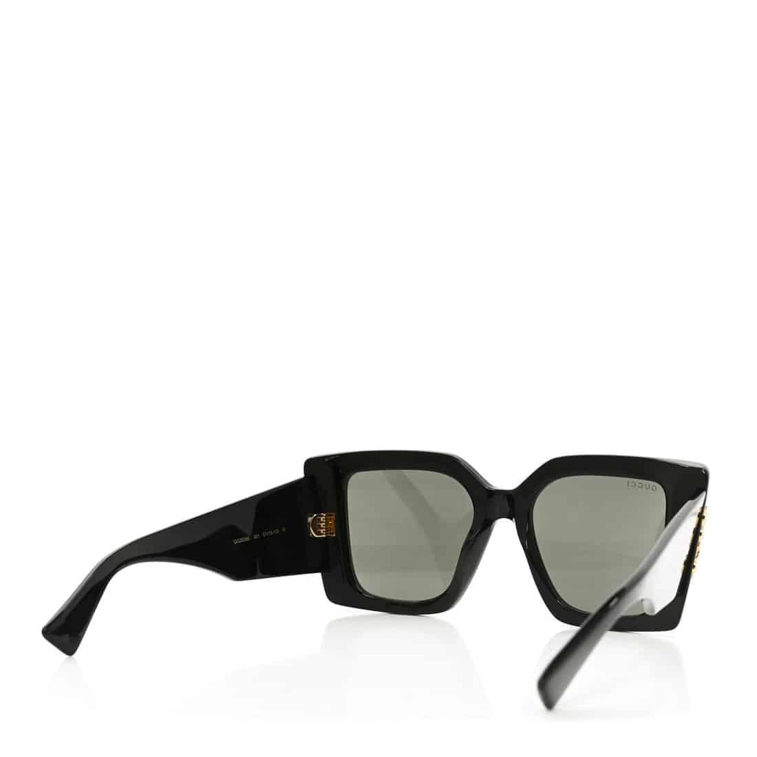 GUCCI Acetate Square Frame GG Oversized Sunglasses Black. - Image 7