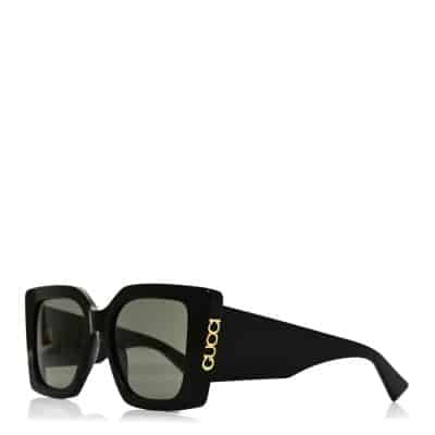 GUCCI Acetate Square Frame GG Oversized Sunglasses Black.