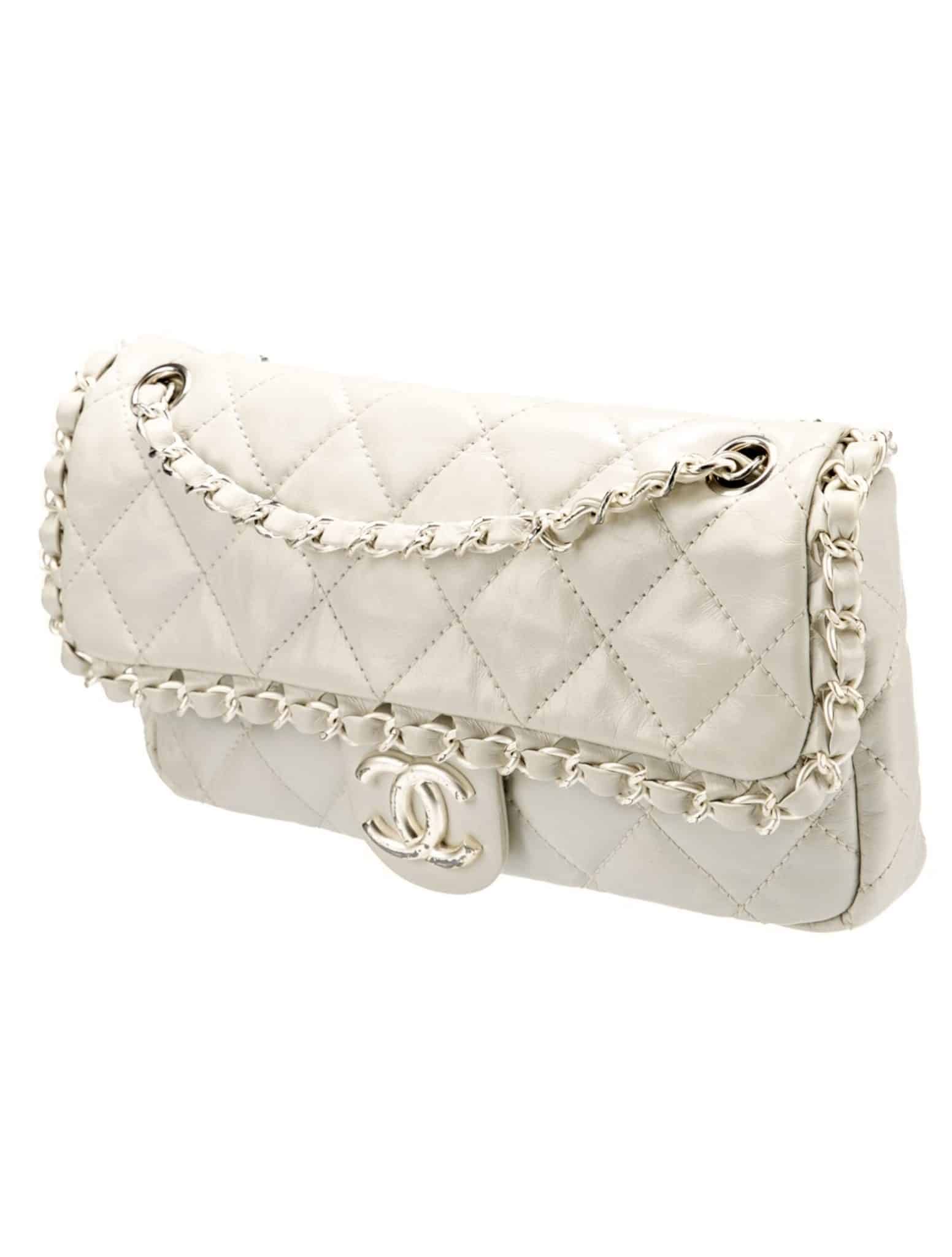 CHANEL Calfskin Quilted small Chain Me Flap in Pearly Beige. - Image 5