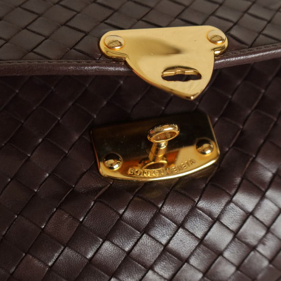 BOTTEGA VENETA Vintage Black Sheepskin Woven Handbag. - Image 3