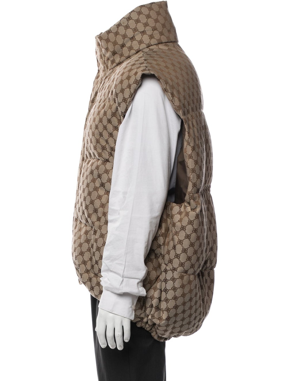 BALENCIAGA Gucci X Beige/Ebony Polyester Blend The Hacker Project Cocoon Puffer Vest (Size 34 Oversized, fit size M)L - Image 2
