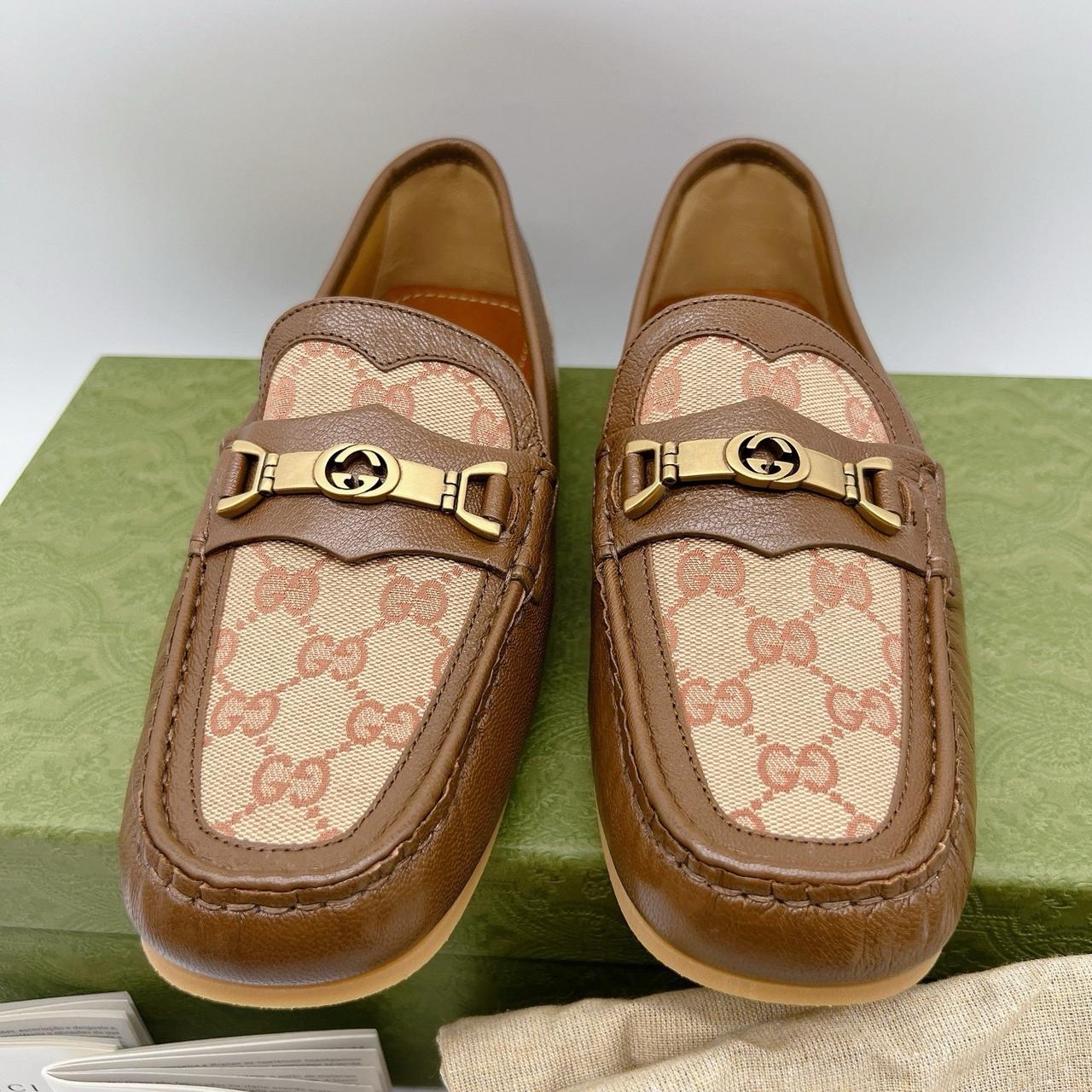 GUCCI Interlocking G Horsebit Logo Supreme Loafer Brown Leather Men's (UK 9) - Image 4