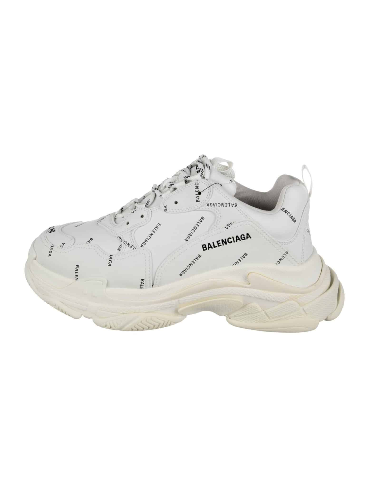 Balenciaga 1 of 3 White & Black Allover Logo Triple S Sneakers (Size 43) - Image 3