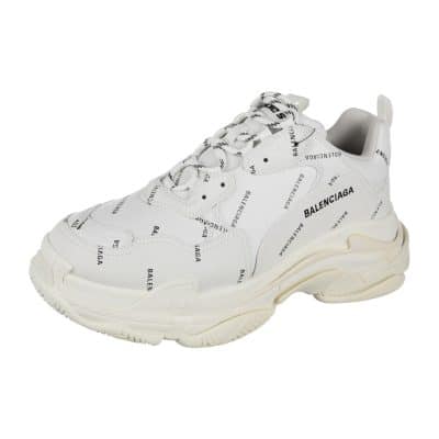Balenciaga 1 of 3 White & Black Allover Logo Triple S Sneakers (Size 43)