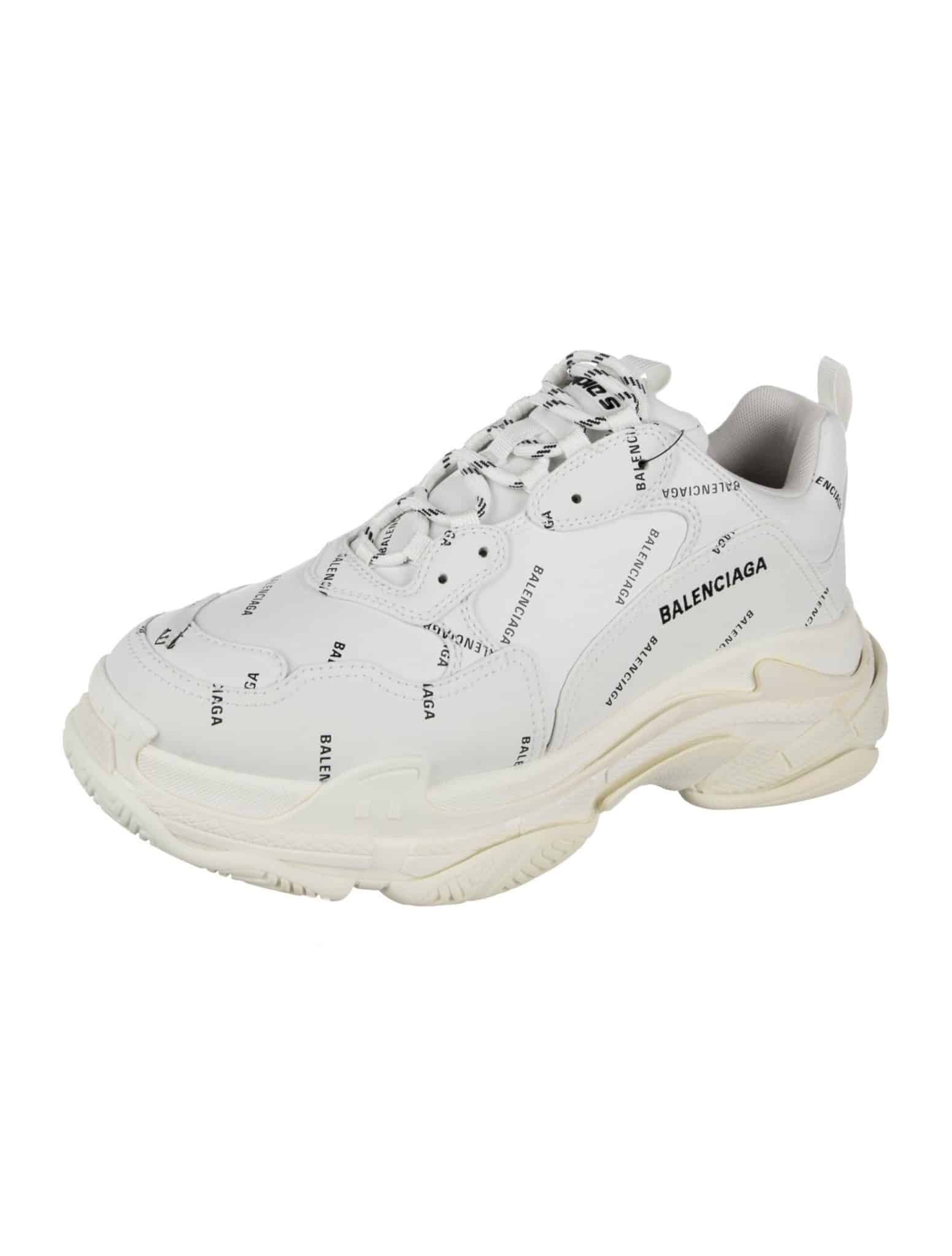 Balenciaga 1 of 3 White & Black Allover Logo Triple S Sneakers (Size 43)