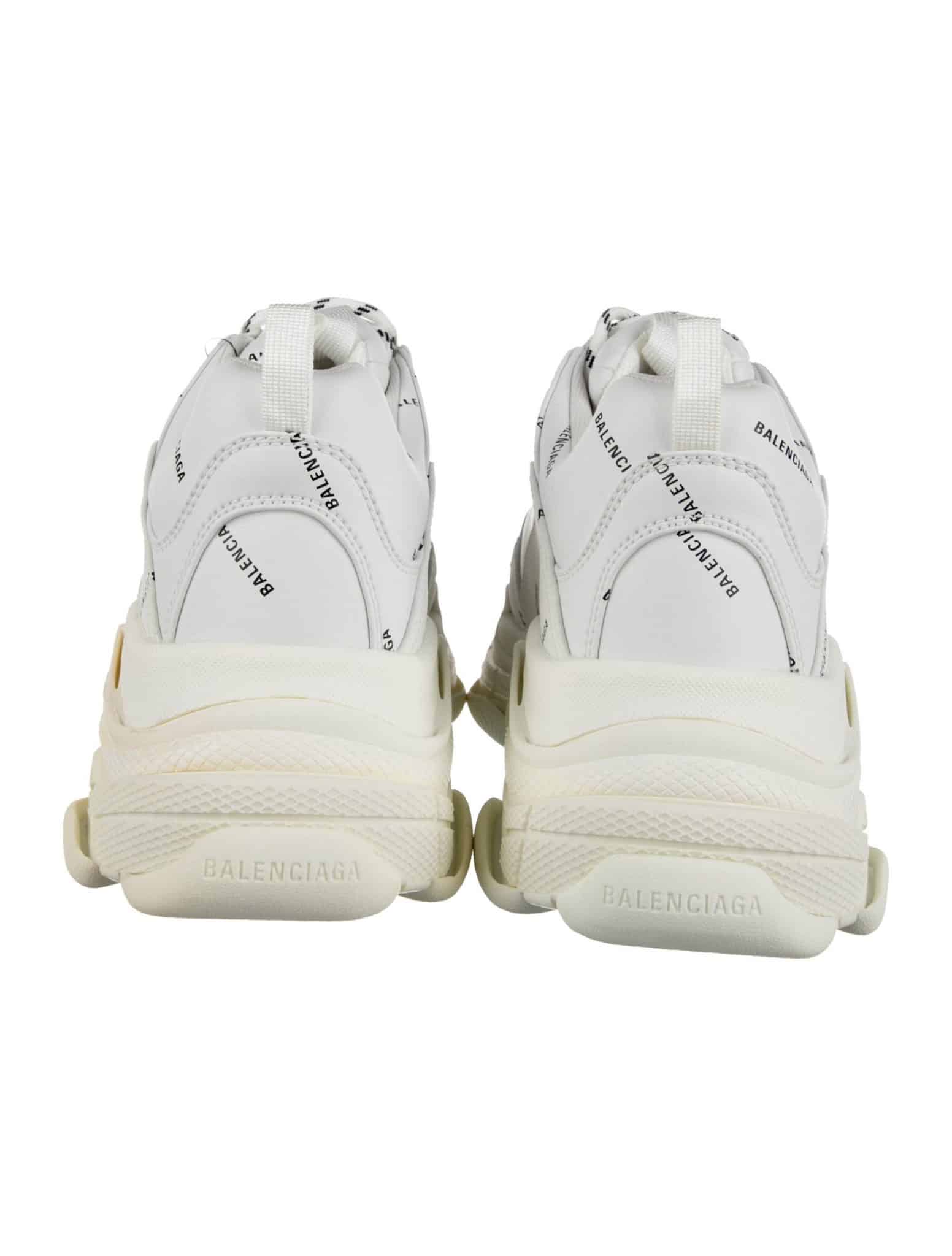 Balenciaga 1 of 3 White & Black Allover Logo Triple S Sneakers (Size 43) - Image 4