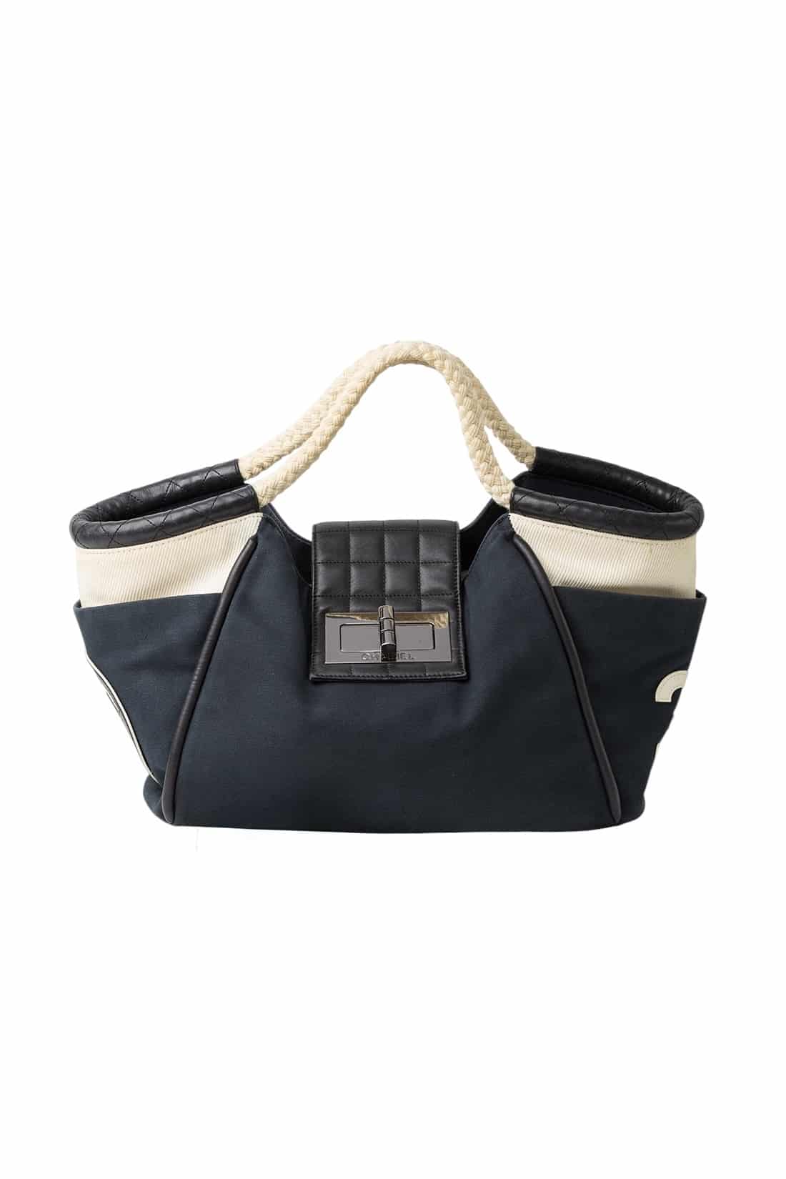 Chanel Black Canvas Cruise Rope Cabas Tote. - Image 9