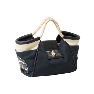 Chanel Black Canvas Cruise Rope Cabas Tote.