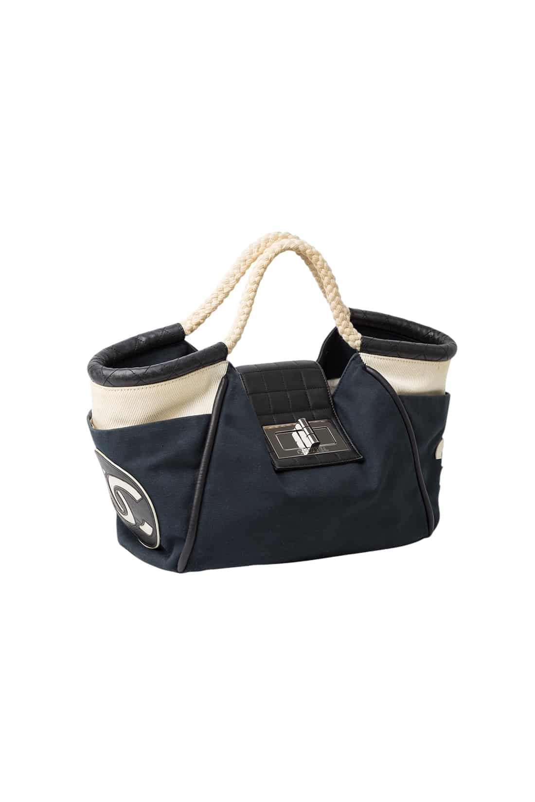 Chanel Black Canvas Cruise Rope Cabas Tote.
