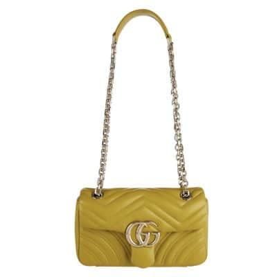 GUCCI GG Marmont Small Mustard Colour Shoulder Bag.