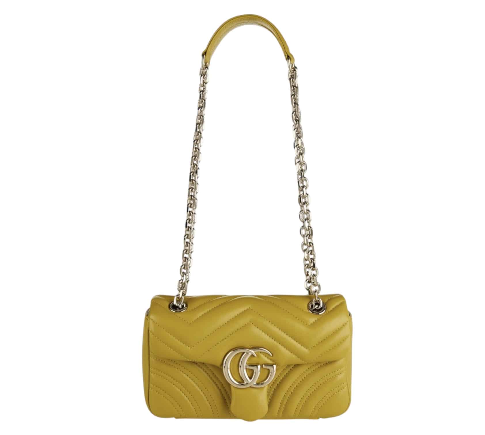GUCCI GG Marmont Small Mustard Colour Shoulder Bag.