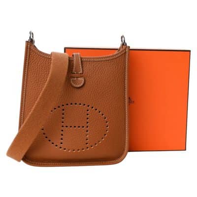 HERMES Taurillon Clemence Evelyne TPM Gold.