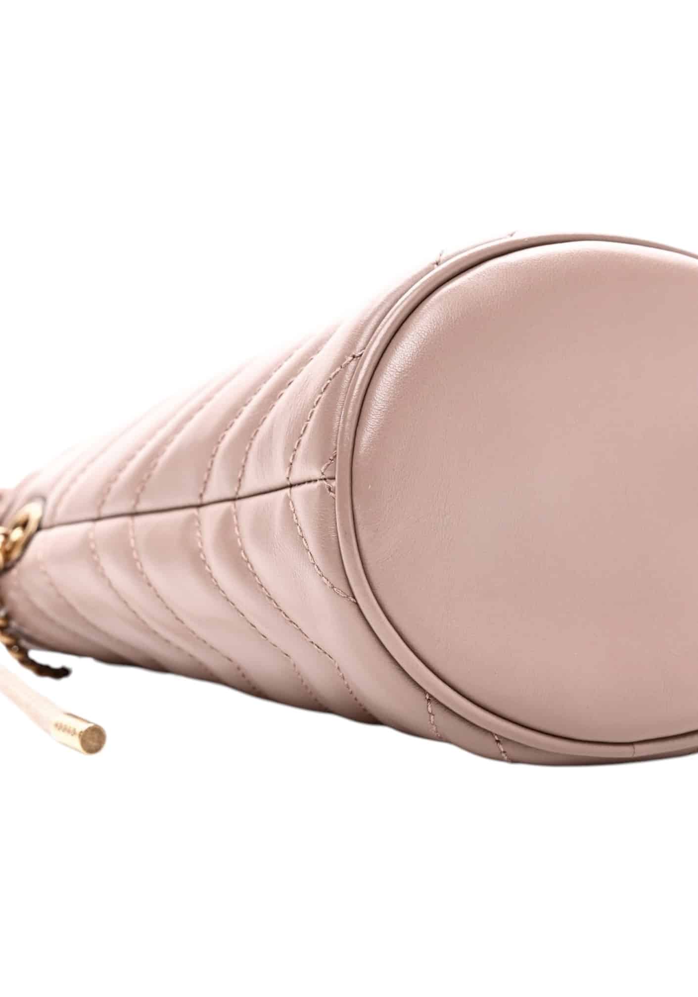 GUCCI Calfskin Matelasse Mini GG Marmont 2.0 Bucket Bag in Light Pink. - Image 6