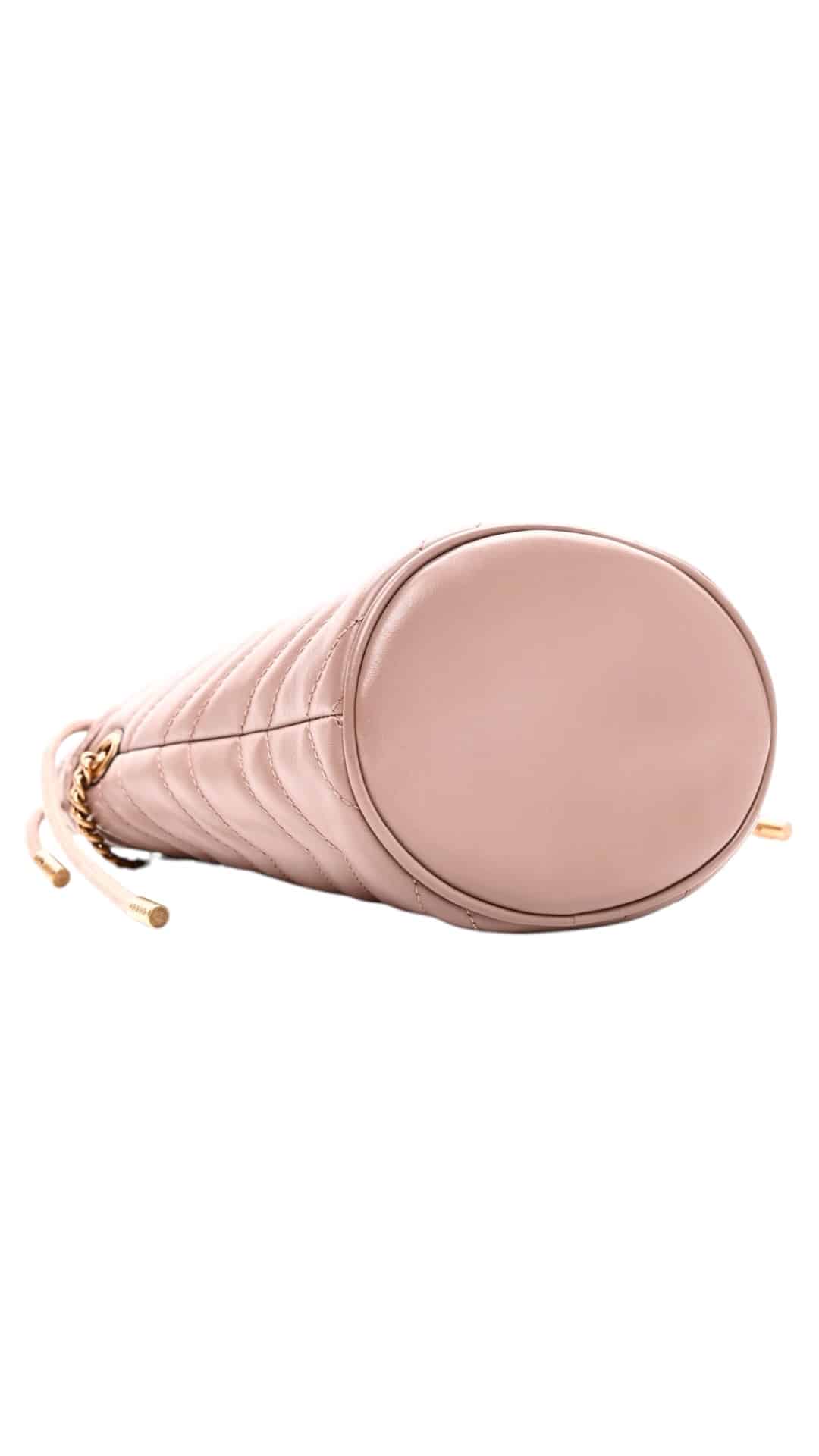 GUCCI Calfskin Matelasse Mini GG Marmont 2.0 Bucket Bag in Light Pink. - Image 7