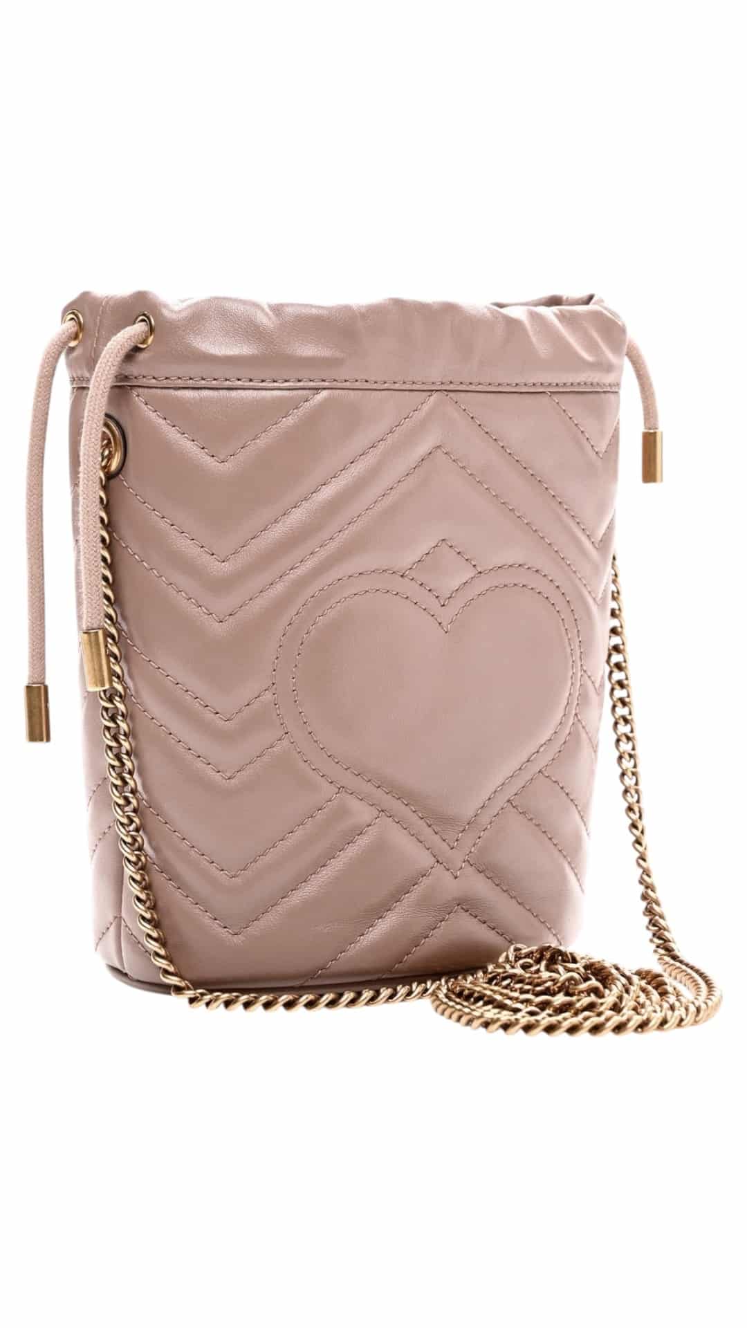 GUCCI Calfskin Matelasse Mini GG Marmont 2.0 Bucket Bag in Light Pink. - Image 8