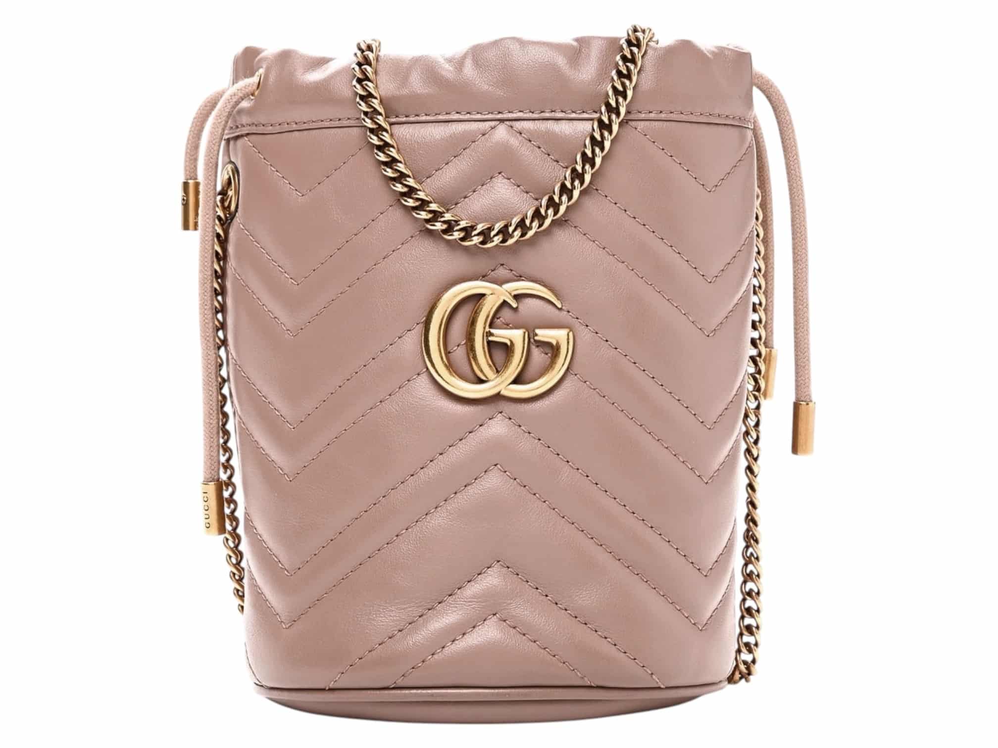 GUCCI Calfskin Matelasse Mini GG Marmont 2.0 Bucket Bag in Light Pink. - Image 9